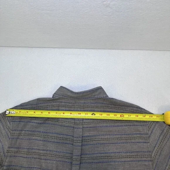 Eddie Bauer Classic fit short sleeve button down cotton gray blue mens sz L - Picture 9 of 11